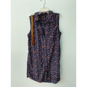 Collared mini dress with belt